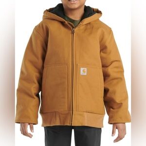 Carhartt Tan Active Jac Utility Hood Quilted Boys Jacket Medium (10-12)